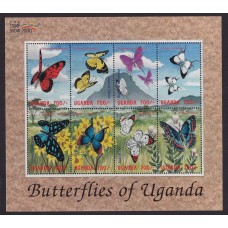 MARIPOSAS FLORES UGANDA HOJA BLOQUE ESPECIAL DE ESTAMPILLAS NUEVAS MINT